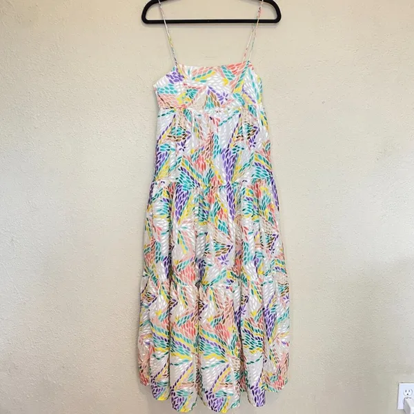 $255 C/MEO Collective Set Up‎ Multicolored Burn Out Midi cocktail Dress sz. 4 S - Image 2