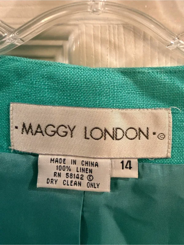 Vintage Maggy London Teal Sleeveless Linen Vest - Image 3