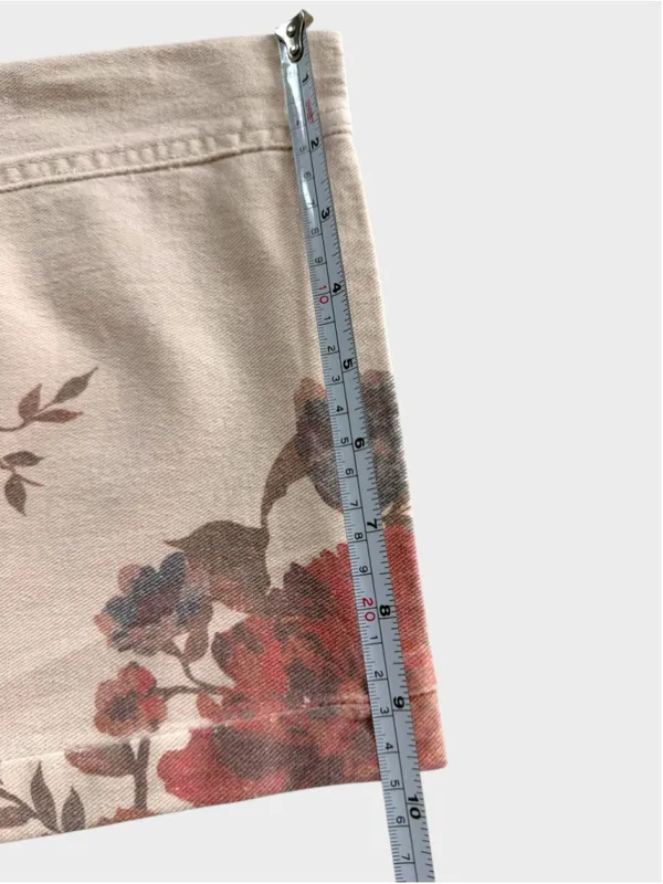 Easel Floral Print Barrel Denim Pants Size L - Image 6
