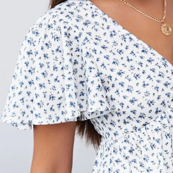 SheIn Ditsy Floral Peplum Top - Image 2