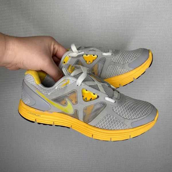 Nike | Grey Yellow Lunarlon Womans Sneaker‎ 7.5 - Image 2