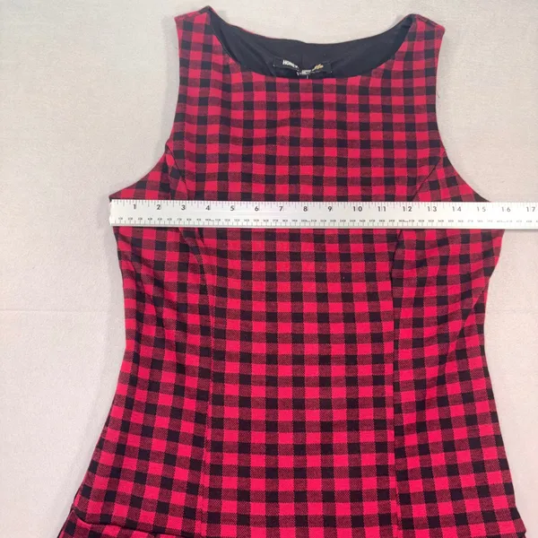 Honey & Sparkle Red Black Buffalo Plaid Drop Waist Pleated Dress M - Image 5