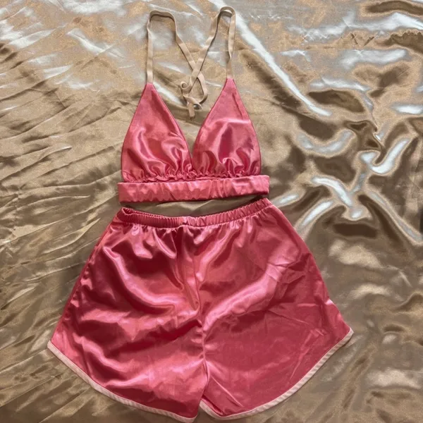 Pink Satin Short Set - Image 5