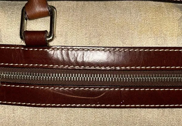 Dooney & Bourke Vintage Signature Beige Monogram Handbag - Image 7