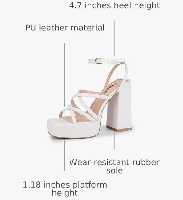 Amazon White Chunky Heels - Image 2
