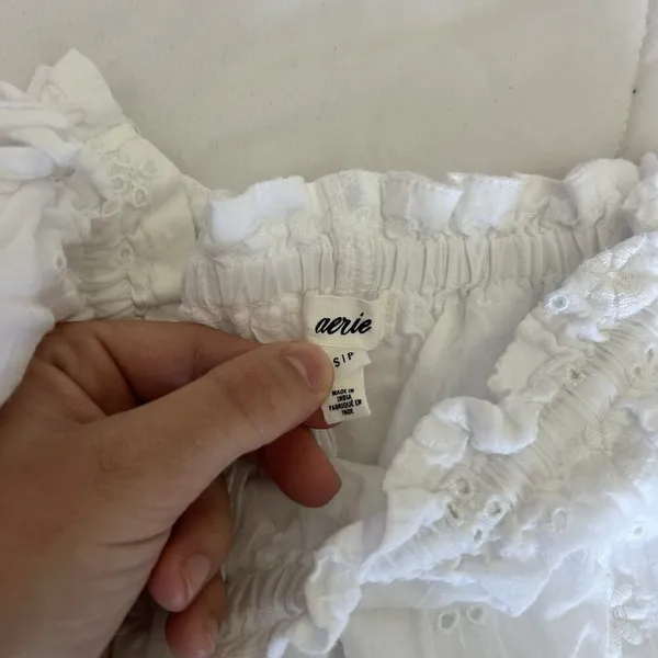 Aerie Womens Small White Side Tie Eyelet Mini Floral Skirt‎ Summer Beach Flowy - Image 3