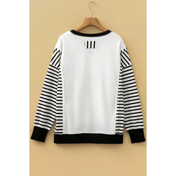 Color-Block Striped Long Sleeve Sweatshirt - Large - Image 6