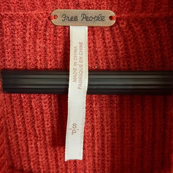 Free People Ottoman‎ Slouchy Tunic Sweater Red Turtleneck Ribbed Knit OB816580 S - Image 3