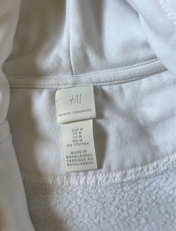 H&M White Zip Up Hoodie  - Image 3