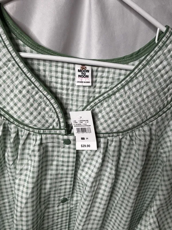 Moon To Noon Women's Snap-Front Gingham Sleep Dress - Image 5