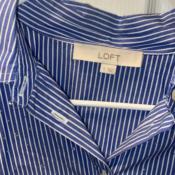 LOFT Sparkle Striped Poplin Modern Shirt size S, worn once - Image 2