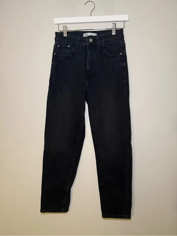 Zara High Rise Black Mom Jeans Women 4 EUR 36 Tapered Leg - Image 3
