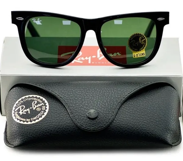 New Ray-Ban Wayfarer Black Frame Green Lens RB2140 G15 Lens - Image 6