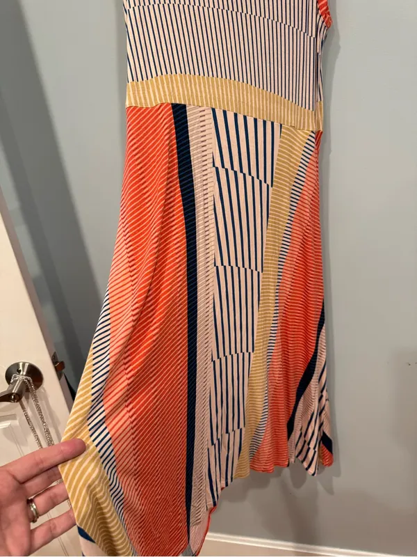Anthropologie Maeve Cleary Striped Mock Neck Jersey Midi Dress S - Image 5