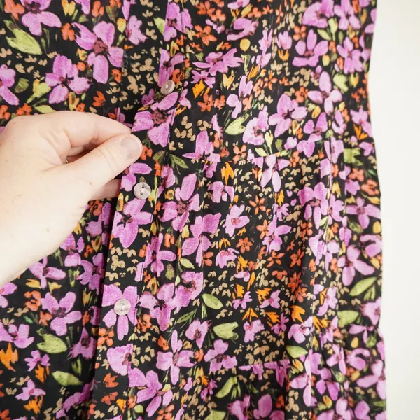 Adyson Parker Women's 3X Floral Button Down Blouse Tiered Peplum Rayon Top Black - Image 4