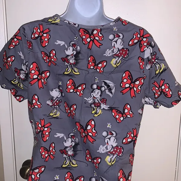 -Disney mini mouse design scrubs size XS grey top - Image 8