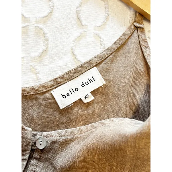 Bella Dahl 100% Linen Button Front Midi‎ Dress Tan size XS - Image 5
