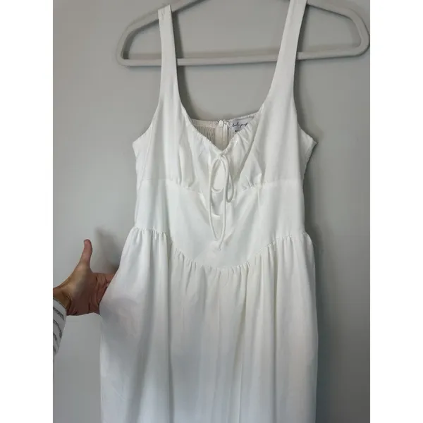 Petal & Pup Kinslee Midi Dress Linen White Sz L NEW $120 - Image 10