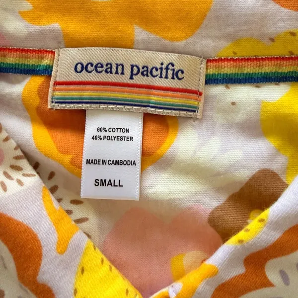 Ocean Pacific NWT Floral Henley Pajama Set Retro 70s Groovy Lounge Sleepwear S - Image 7