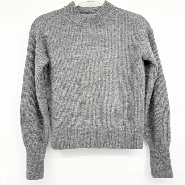 Quince Womens Baby Alpaca Wool Blend Ribbed Crew Neck Sweater Charcoal Size XS - Image 3