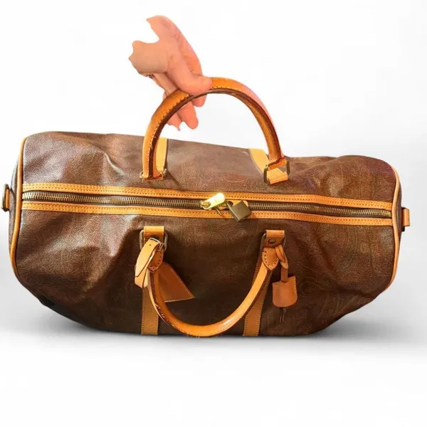 ETRO 50cm Paisley Boston Weekender Travel Duffel Bag Leather Trim Italy - Image 7