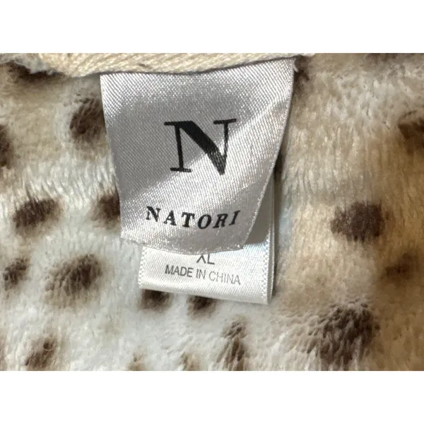 Natori Womens XL Leopard Plush Robe Animal Print Long Belted Shawl Collar - Image 6