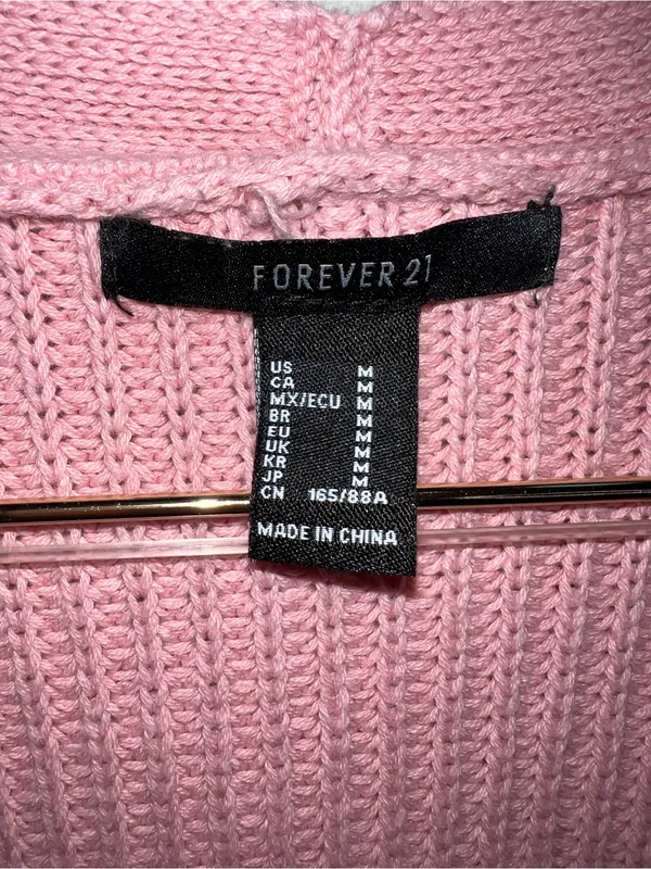 Forever 21 Pink 100% Cotton Open-Front Knit Cardigan - Image 2