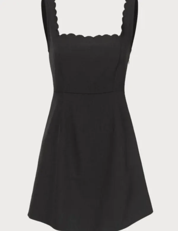 RIHOAS The Black Square Neck Scalloped Mini Dress 22 - Image 5