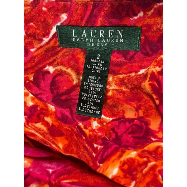Ralph Lauren Floral Ruched Stretch Dress Sz 2 Preppy Classic Bright Sunny Career - Image 6