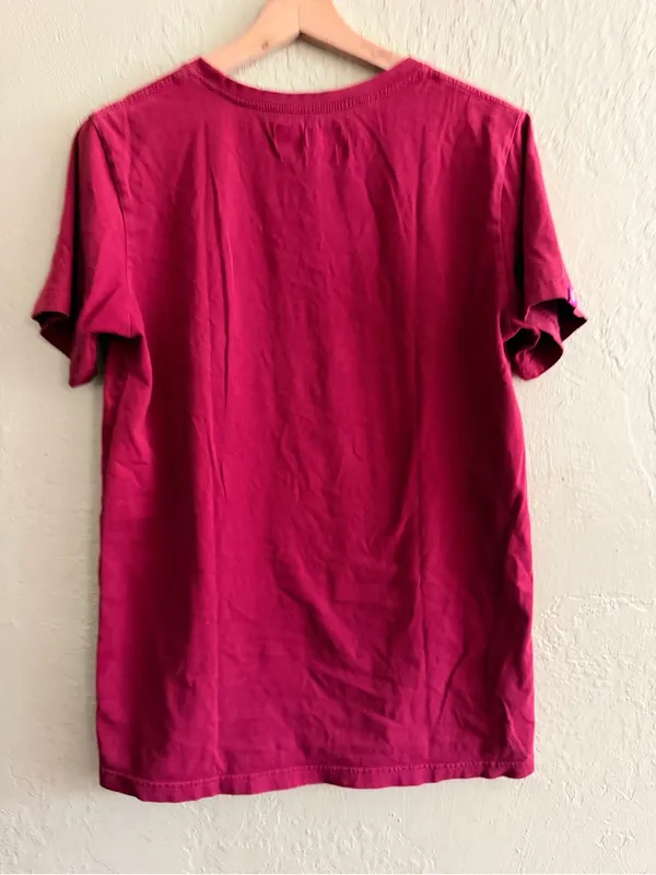 Dutch Bros Burgundy Short Sleeve Tee with Multicolor Peace Hand - Image 2