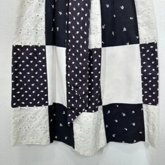 Vintage 70s Patchwork Midi Skirt‎ Checkered Cottagecore Retro Mod Housewife - Image 3