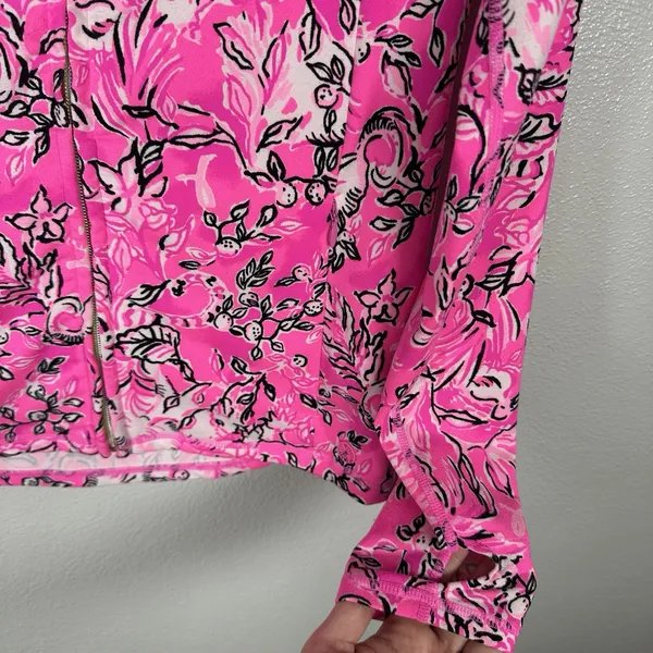 Lilly Pulitzer Luxletic Serena Jacket Womens XS Plumeria Pink UPF 50+ Full Zip - Image 3