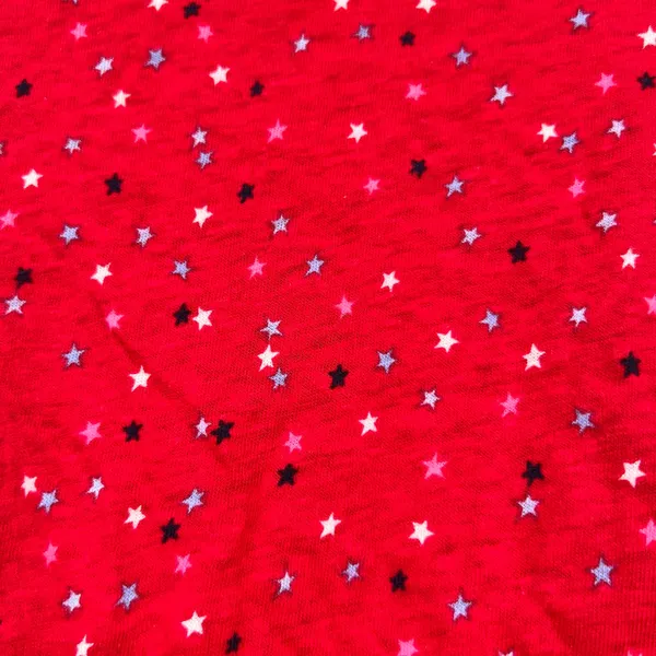 Talbots red ROLL CUFF SCOOP NECK T-shirt MINI STARS linen blend size medium - Image 4