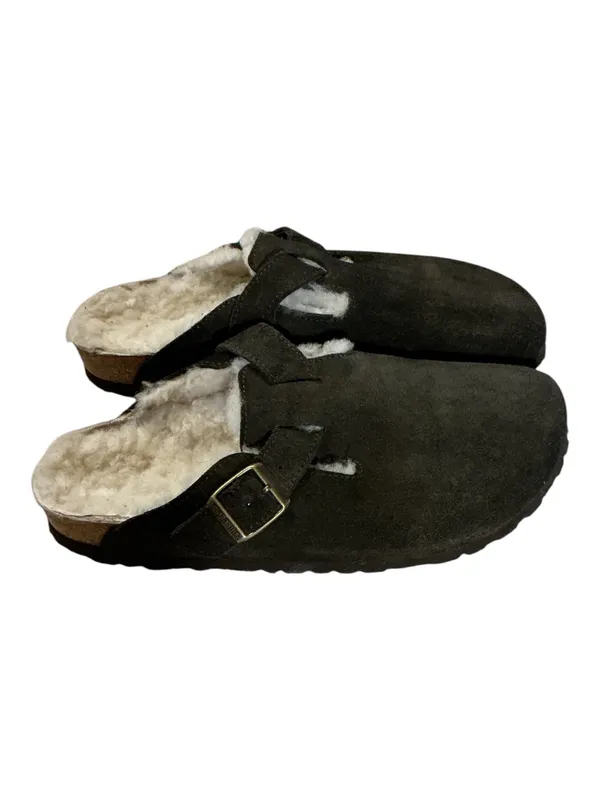 Birkenstock Boston Black Suede Shearling-Lined Clogs - Size 40 - Image 3