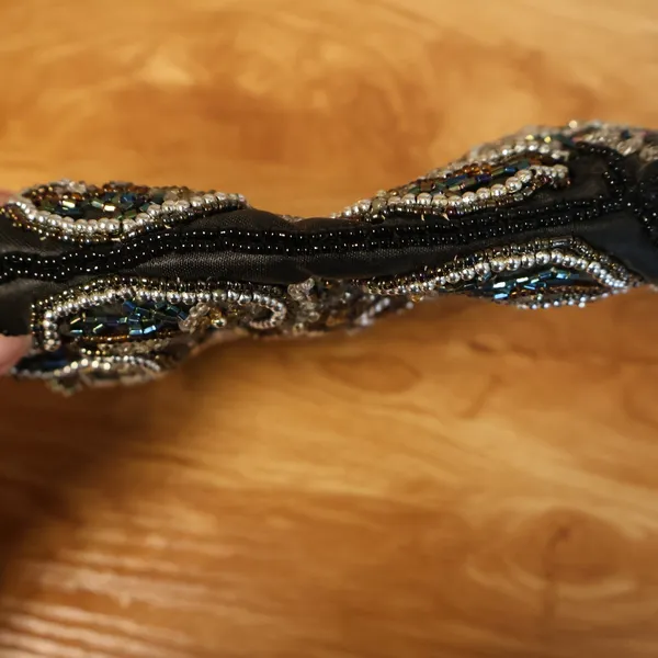 Vintage 90s Y2K Fashion Express Beaded Kiss Lock Clutch Womens Black Evening - Image 9