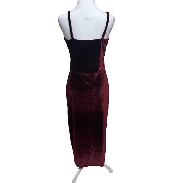Vaararo Velvet Bodycon Dress Burgundy Hoco Party Formal Event Holiday Wedding M - Image 4