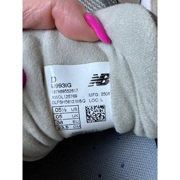 New Balance 993 Made in USA Grey Sneakers Women 5.5 Medium U993IG Minimalist‎ - Image 8