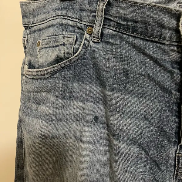 7 For All Mankind Mens Size 36 Standard Fit Jeans Blue Straight Leg Distressed - Image 5