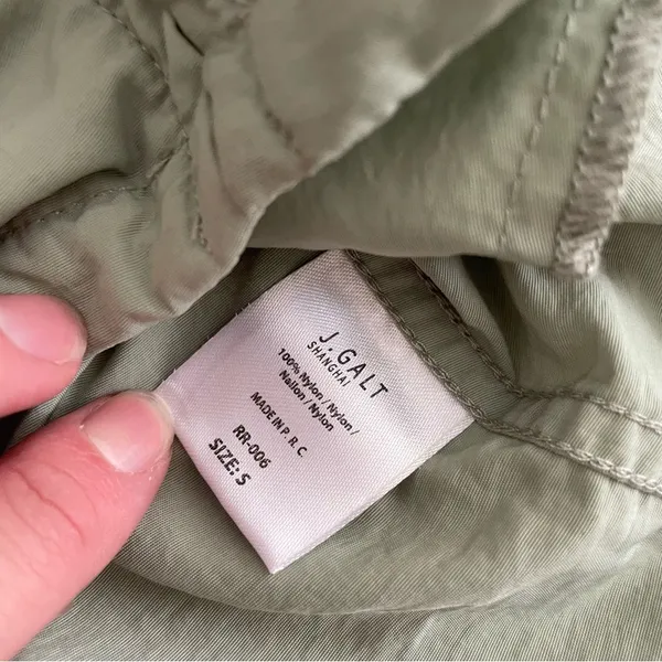 Brandy Melville J Galt Zip Up Windbreaker Raincoat Green Small - Image 3
