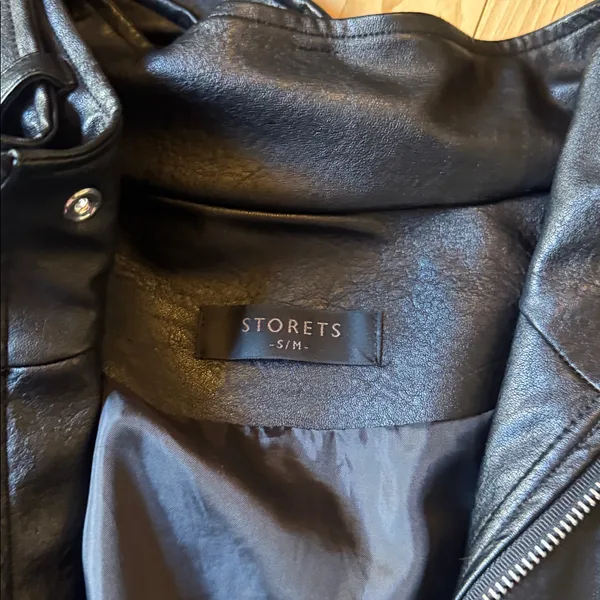 storets Black Faux Leather Bomber Jacket - Image 2