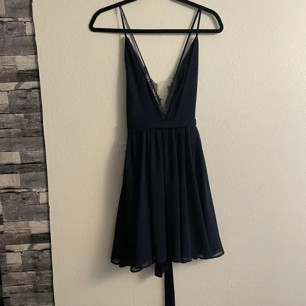 crisscross back navy blue babydoll dress - Image 2