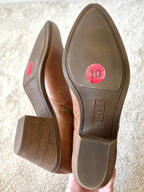 Frye Jennifer Ankle Booties Brown Leather Round Pointed Toe Western - Image 13