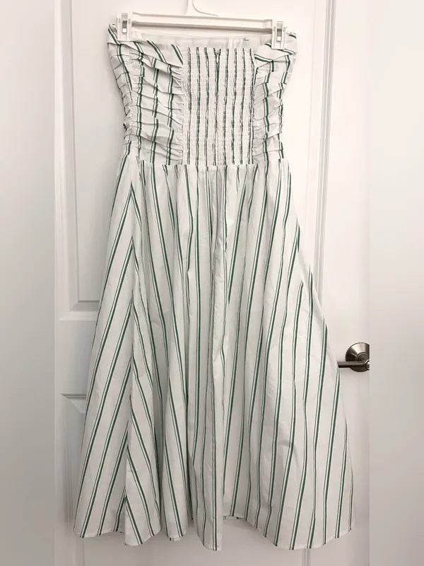 WAYF Green Stripes Convertible Strapless Dress NWT Small - Image 2