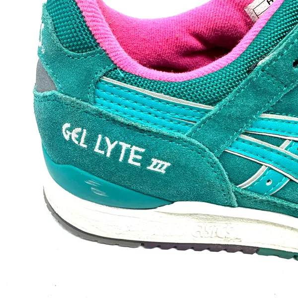 Asics Gel Lyte III Size 7 Shoes Sneakers Blue with Pink Laces Sports Activewear‎ - Image 5