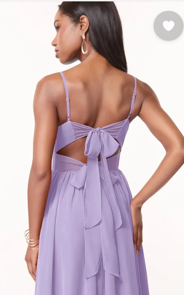 Azazie Zeya Lilac A-Line V-Neck Pleated Chiffon Dress Size 6 - Image 2