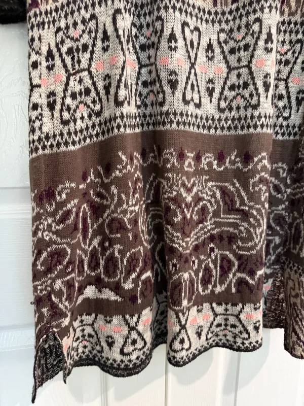 FREE PEOPLE Mixed Media Longline Cardigan Sweater Duster Hooded Size Medium - Image 8