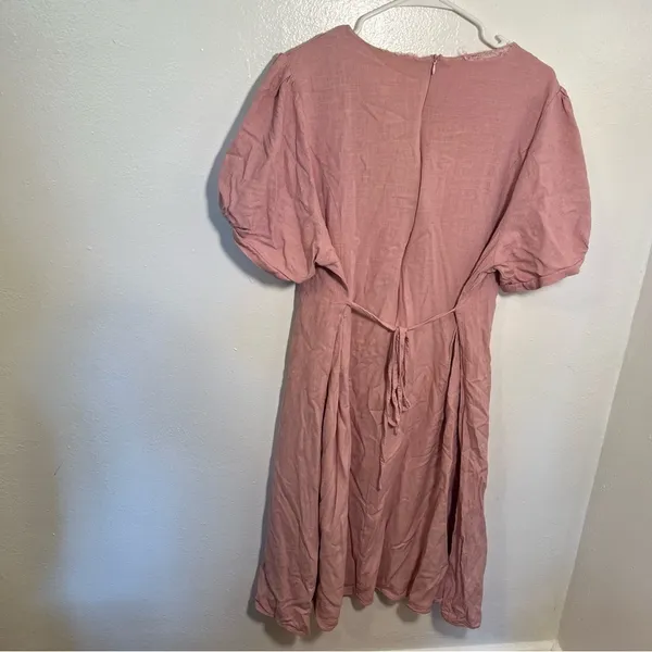 Evelett‎ J Style Women's Midi Fit & Flare Dress Short Sleeve Light Pink Crewneck - Image 5