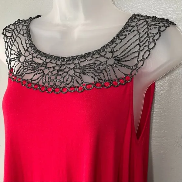 Willi Smith Whimsigoth Sleeveless Top Size Medium Red Going Out Tank Asymmetrical Fairy Chic - Image 3