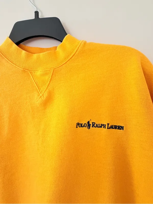Polo Ralph Lauren Women's Yellow Vintage Fleece Logo, size XS - Image 3