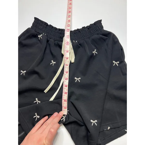 Davi & Dani Bow Print Size Small Black Hoodie and Shorts Matching Lounge Set - Image 15